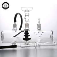 MP5 high quality glass hookah shisha tank chicha with blue black down stem for smoking good experience