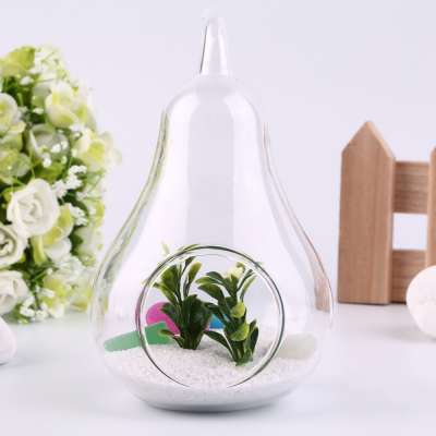 2016 best quality clear pear shaped vases hanging glass