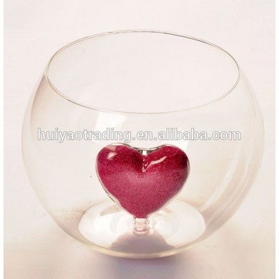 transparent handmade fish tank with love/water planting/flower glass vase