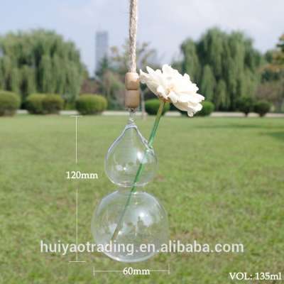 Handmade Clear Glass Hanging Glass Flower Vase Calabash Mushroom Apple